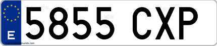 Ejemplo de matrícula de coche ordinaria 5855 CXP