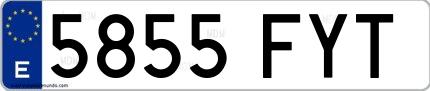 Ejemplo de matrícula española 5855 FYT