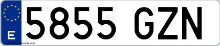 Ejemplo de matrícula española 5855 GZN