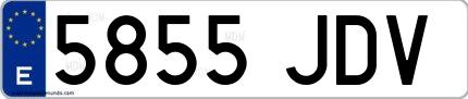 Ejemplo de matrícula española 5855 JDV