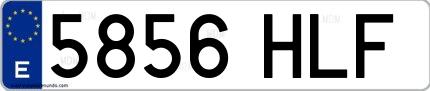 Ejemplo de matrícula española 5856 HLF