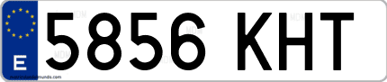 Ejemplo de matrícula de coche ordinaria 5856 KHT