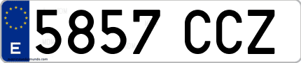 Ejemplo de matrícula de coche ordinaria 5857 CCZ