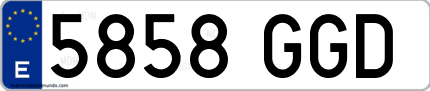 Ejemplo de matrícula de coche ordinaria 5858 GGD