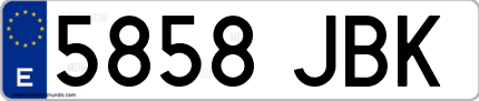 Ejemplo de matrícula de coche ordinaria 5858 JBK