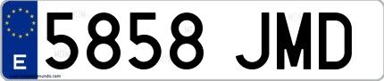 Ejemplo de matrícula española 5858 JMD