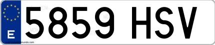 Ejemplo de matrícula española 5859 HSV