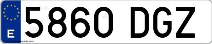 Ejemplo de matrícula española 5860 DGZ