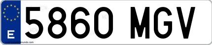 Ejemplo de matrícula española 5860 MGV