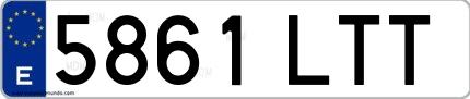 Ejemplo de matrícula española 5861 LTT