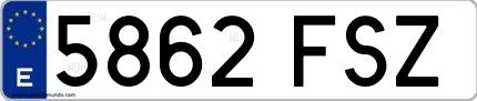 Ejemplo de matrícula española 5862 FSZ