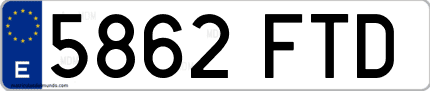 Ejemplo de matrícula de coche ordinaria 5862 FTD
