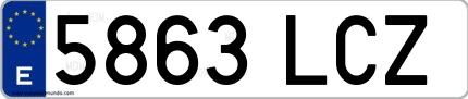 Ejemplo de matrícula española 5863 LCZ