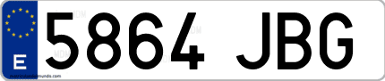 Ejemplo de matrícula de coche ordinaria 5864 JBG
