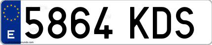Ejemplo de matrícula española 5864 KDS