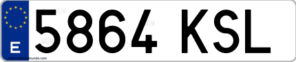 Ejemplo de matrícula de coche ordinaria 5864 KSL