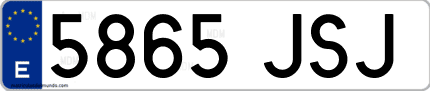 Ejemplo de matrícula de coche ordinaria 5865 JSJ