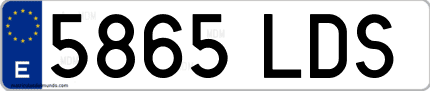 Ejemplo de matrícula de coche ordinaria 5865 LDS