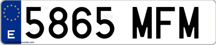 Ejemplo de matrícula de coche ordinaria 5865 MFM