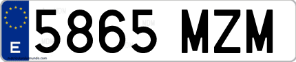 Ejemplo de matrícula de coche ordinaria 5865 MZM