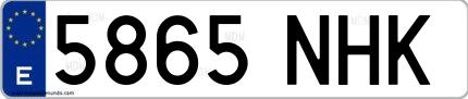 Ejemplo de matrícula española 5865 NHK