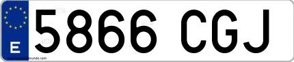Ejemplo de matrícula española 5866 CGJ