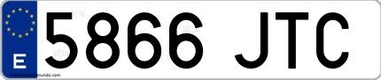 Ejemplo de matrícula española 5866 JTC