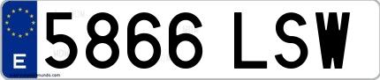 Ejemplo de matrícula española 5866 LSW