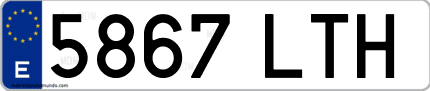 Ejemplo de matrícula de coche ordinaria 5867 LTH