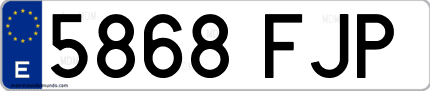 Ejemplo de matrícula de coche ordinaria 5868 FJP