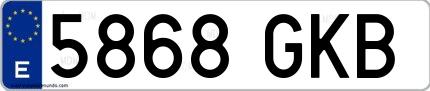 Ejemplo de matrícula española 5868 GKB