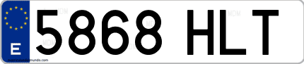 Ejemplo de matrícula de coche ordinaria 5868 HLT