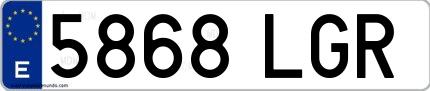 Ejemplo de matrícula española 5868 LGR