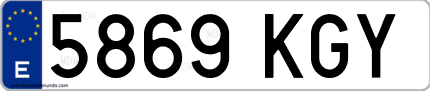 Ejemplo de matrícula de coche ordinaria 5869 KGY
