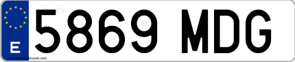 Ejemplo de matrícula de coche ordinaria 5869 MDG