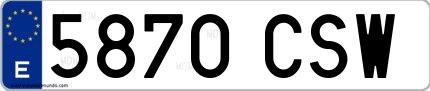 Ejemplo de matrícula española 5870 CSW