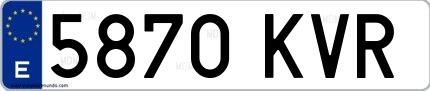 Ejemplo de matrícula española 5870 KVR