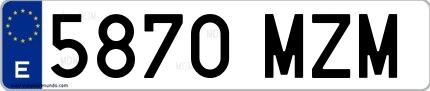 Ejemplo de matrícula española 5870 MZM