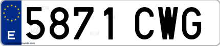 Ejemplo de matrícula de coche ordinaria 5871 CWG