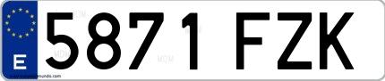 Ejemplo de matrícula española 5871 FZK