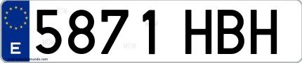 Ejemplo de matrícula española 5871 HBH