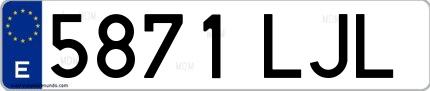 Ejemplo de matrícula española 5871 LJL