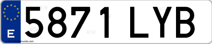 Ejemplo de matrícula de coche ordinaria 5871 LYB