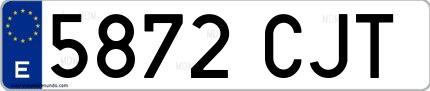 Ejemplo de matrícula española 5872 CJT