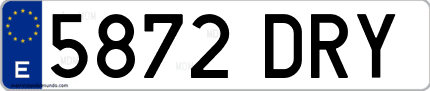Ejemplo de matrícula de coche ordinaria 5872 DRY