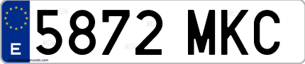 Ejemplo de matrícula de coche ordinaria 5872 MKC