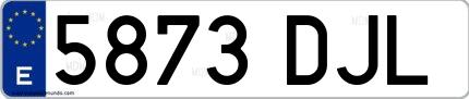 Ejemplo de matrícula española 5873 DJL