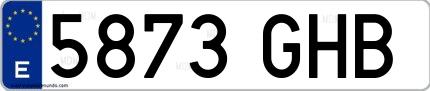 Ejemplo de matrícula española 5873 GHB