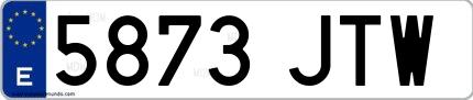 Ejemplo de matrícula española 5873 JTW