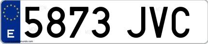 Ejemplo de matrícula española 5873 JVC